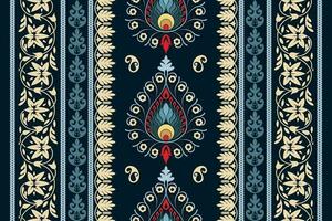 Paisley ethnic seamless pattern design. floral pattern with paisley and indian flower motifs. damask style pattern for textil and decoration vector