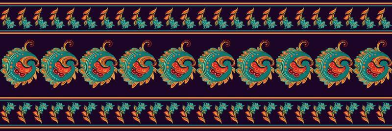Paisley ethnic seamless pattern design. floral pattern with paisley and indian flower motifs. damask style pattern for textil and decoration
