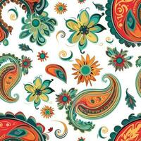 Paisley ethnic seamless pattern design. floral pattern with paisley and indian flower motifs. damask style pattern for textil and decoration vector