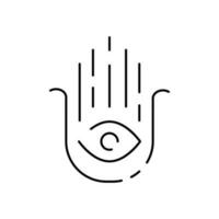 elegante yoga temática icono en blanco antecedentes. cuidados personales, meditación, mental salud, sano estilo de vida, psicología, alternativa terapia. mano. vector