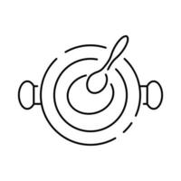 Lineo - Kitchen and Cooking line icon. Restaurant with cook and meal or food. Pot of soup and spoon. vector