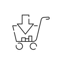 E-Commerce line vector icons set. Editable Stroke. Discount and sale or shopping mall shop season. Sign shopping cart and arrow market.