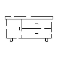 sencillo mueble vector línea iconos hogar diseño interior. vector televisión pararse, cajón vestidor y espejo.