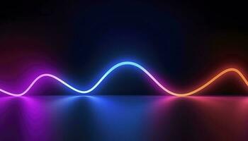 3d rendering, the abstract background of colorful neon wavy lines glowing in the dark. Modern simple wallpaper, generates ai photo