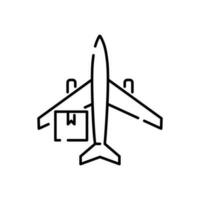 moderno entrega. línea icono logístico red. transporte con global industria. carga Envío caja. avión. vector