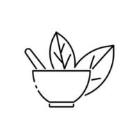 Vegan icon line symbol. Isolated vector illustration of healthy vegetarian food sign concept for your web site mobile app logo UI design. Vegetarian or vegan restaurant with menu.