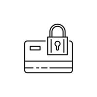 Symbol of Secure Payment Thin line Icon of Cyber Security. Stroke Pictogram Graphic for Web Design. Quality Outline Vector Symbol Concept. Premium Mono Linear Laconic Logo. Credit card lock finance