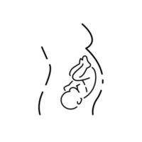 Pregnancy concept icon. Pregnant woman idea thin line illustration. Ultrasonography. Pregnancy medical monitoring. Vector isolated outline drawing. Editable stroke.