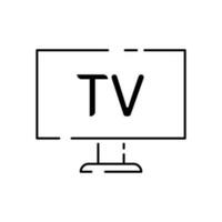 TV or television and computer monitor thin line icon. Vector household appliances.