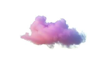 3d render, glowing colorful soft cloud isolated on white background. Fluffy cumulus atmosphere phenomenon. Realistic sky clip art element, generate ai photo
