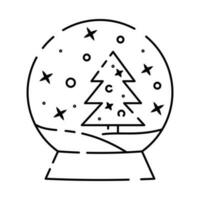 nuevo año nieve globo línea icono. lineal estilo firmar para móvil concepto y web diseño. nieve globo con un Navidad árbol contorno vector icono. símbolo, logo ilustración. vector gráficos. copo de nieve.