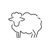 Agriculture and farming line icons, harvest, cattle, combine-harvester, barn. Farm animals sheep. Global farming in village. vector