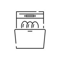 Dishwasher Line Icon On White Background. Kitchen Household appliances. vector