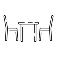 Simple furniture Vector Line Icons. Home design interior. Vector table and chair.