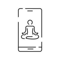 Selfcare line icon. Meditation, yoga, indifference. Mental health concept. Vector for topics like healthy lifestyle, psychology, alternative therapy. Online and phone.