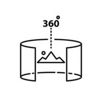 compartido digital mundo, metaverso desarrollo Delgado línea icono. virtual monitor o holograma píxel perfecto, editable ataque. vector ilustración. 360 virtual viaje con vista.