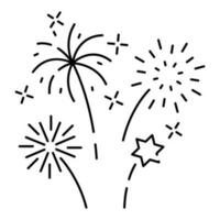 Fireworks line icon, outline vector sign, linear pictogram isolated on white. logo illustration. New year, christmas and celebration carnival. Happy new year.