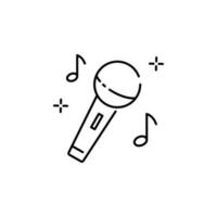 Microphone icon in line style. For your design, logo. Vector illustration. Editable Stroke. Sound or mp3 music.