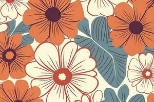 Retro floral seamless pattern. Groovy Daisy Flower , generate ai photo