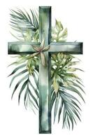 religioso Pascua de Resurrección clipart cruces, huevos, primavera flores, generar ai foto