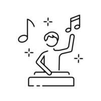 sound flat icon design. DJ play music in party vector line.