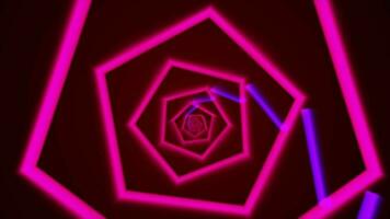 animado rotativo Rosa elemento cor em forma de pentágono elemento fundo video