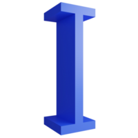 alfabeto io lato Visualizza icona isolato su trasparente sfondo, 3d rendere blu grande lettere testo elemento ritaglio sentiero png