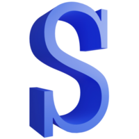 alfabeto s lado ver icono aislado en transparente fondo, 3d hacer azul grande letras texto elemento recorte camino png