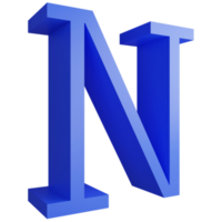 alfabeto norte lado ver icono aislado en transparente fondo, 3d hacer azul grande letras texto elemento recorte camino png