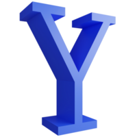 Alphabet y Seite Aussicht Symbol isoliert auf transparent Hintergrund, 3d machen Blau groß Briefe Text Element Ausschnitt Pfad png