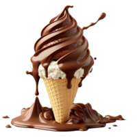 gelo creme cone preenchidas com baunilha, chocolate e morango . ai gerado png