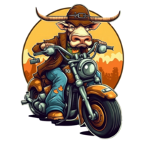 watercolor cow biker . png