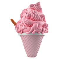 la glace crème cône rempli avec vanille, Chocolat et fraise . ai généré png