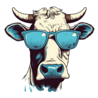 acuarela gracioso vaca vistiendo lentes . ai generado png