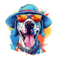 acuarela gracioso genial danés perro vistiendo Gafas de sol . ai generado png