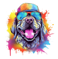 Watercolor funny mastino dog wearing sunglasses . png