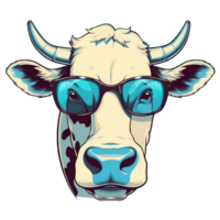 acuarela gracioso vaca vistiendo lentes . ai generado png