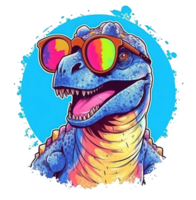 Watercolor funny tyrannosaurus rex wearing sunglasses . png