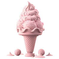 Ice Cream Cone Filled with Vanilla, Chocolate and Strawberry . png