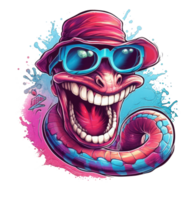 Watercolor funny earthworm wearing sunglasses . png