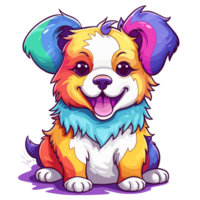 Rainbow Color Dog - png