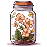 Flowers Inside Jar - png