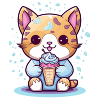 fofa gato comendo sorvete - ai gerado png
