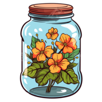 Flowers Inside Jar - png