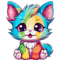 schön Regenbogen Katze - - ai generiert png