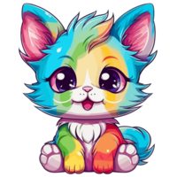 lindo arco Iris gato - ai gerado png