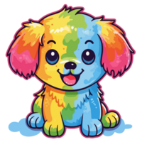 regenboog kleur hond - ai gegenereerd png