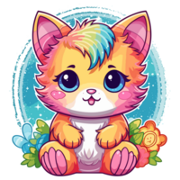 Beautiful Rainbow Cat - png