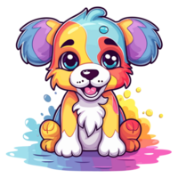 regenboog kleur hond - ai gegenereerd png