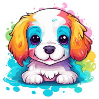 Rainbow Color Dog - png